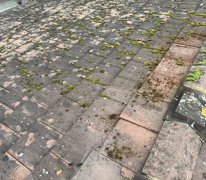 Roof cleaned and tidied, before